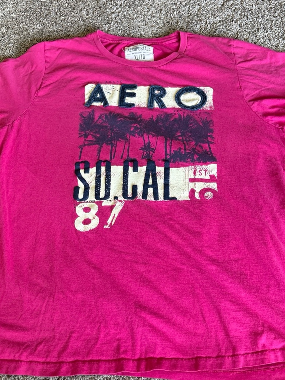 Aeropostale Pink Short Sleeve Graphic Tee - So.Cal 87